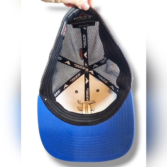 Pacific Headwear Pro-Model Adult Letter "F” Blue & Gray Baseball Flexfit Hat Cap - Picture 4 of 8